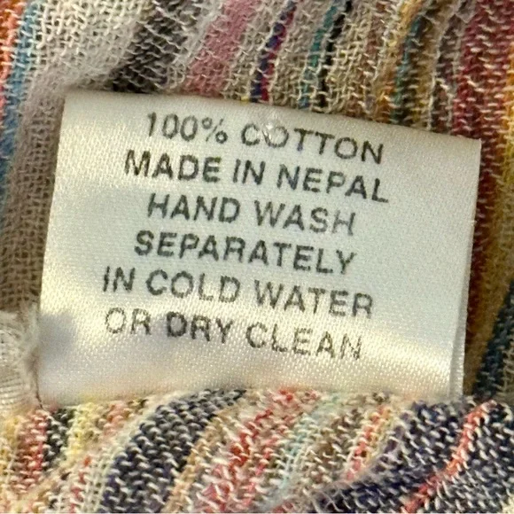 Tibet Souvenirs Colorful Striped Long Sleeve Collared Tunic Shirt - Picture 9 of 9